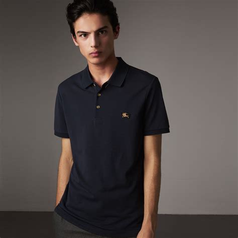 burberry navy blue shirt|Polo in cotone (Navy) .